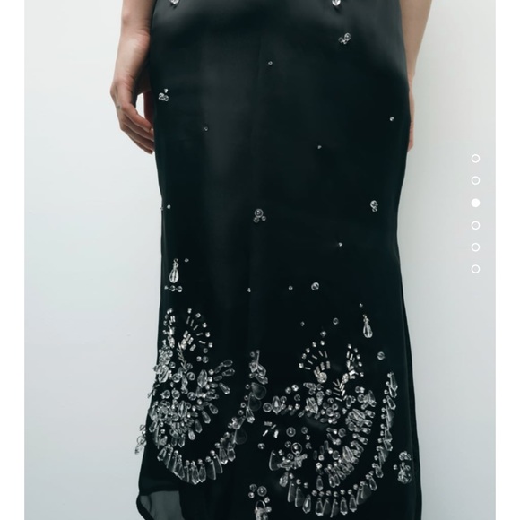 ZARA 2PIECES LIMITED EDITION JEWEL TRIM SATIN EFFECT SKIRT AND TOP - Picture 4 of 11